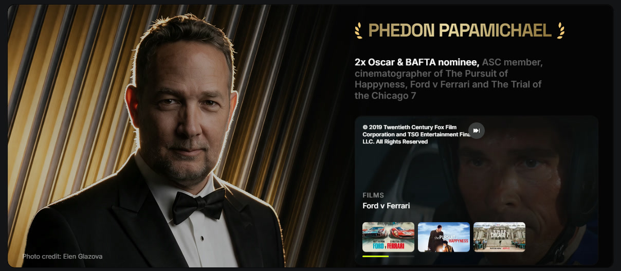 Phedon Papamichael - Oscar & BAFTA-nominated cinematographer, Ford v Ferrari