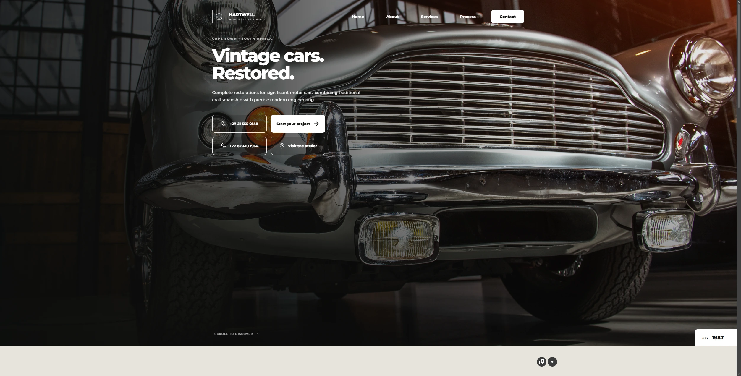 Hartwell Motor Restoration homepage concept
